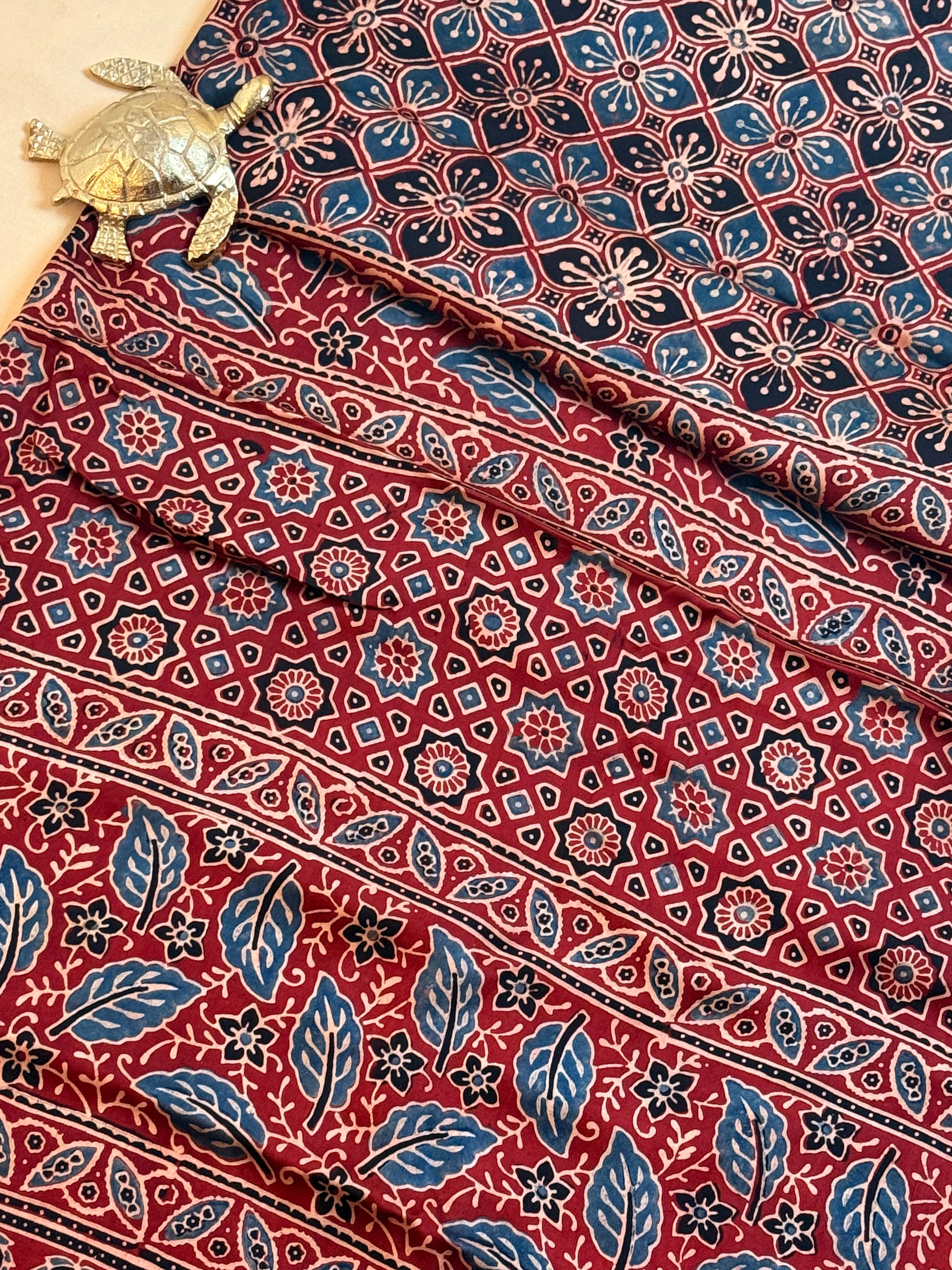 Pure Modal Saree with Hand-Block Ajrakh Artistry