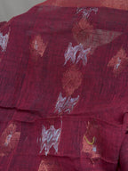 Red & Black Linen-Cotton Saree with Jamdani Artistry