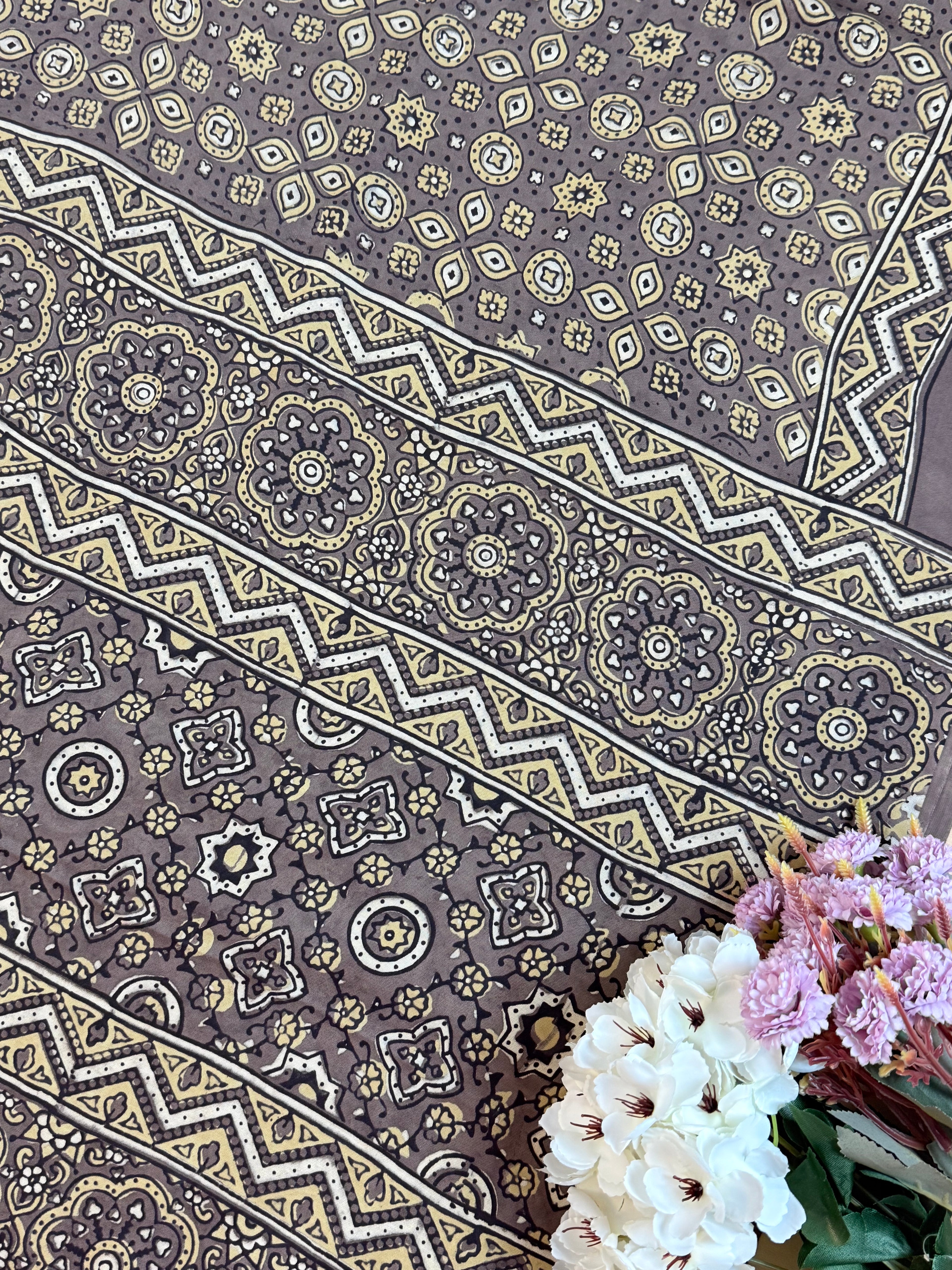 Pure Modal Saree with Hand-Block Ajrakh Artistry