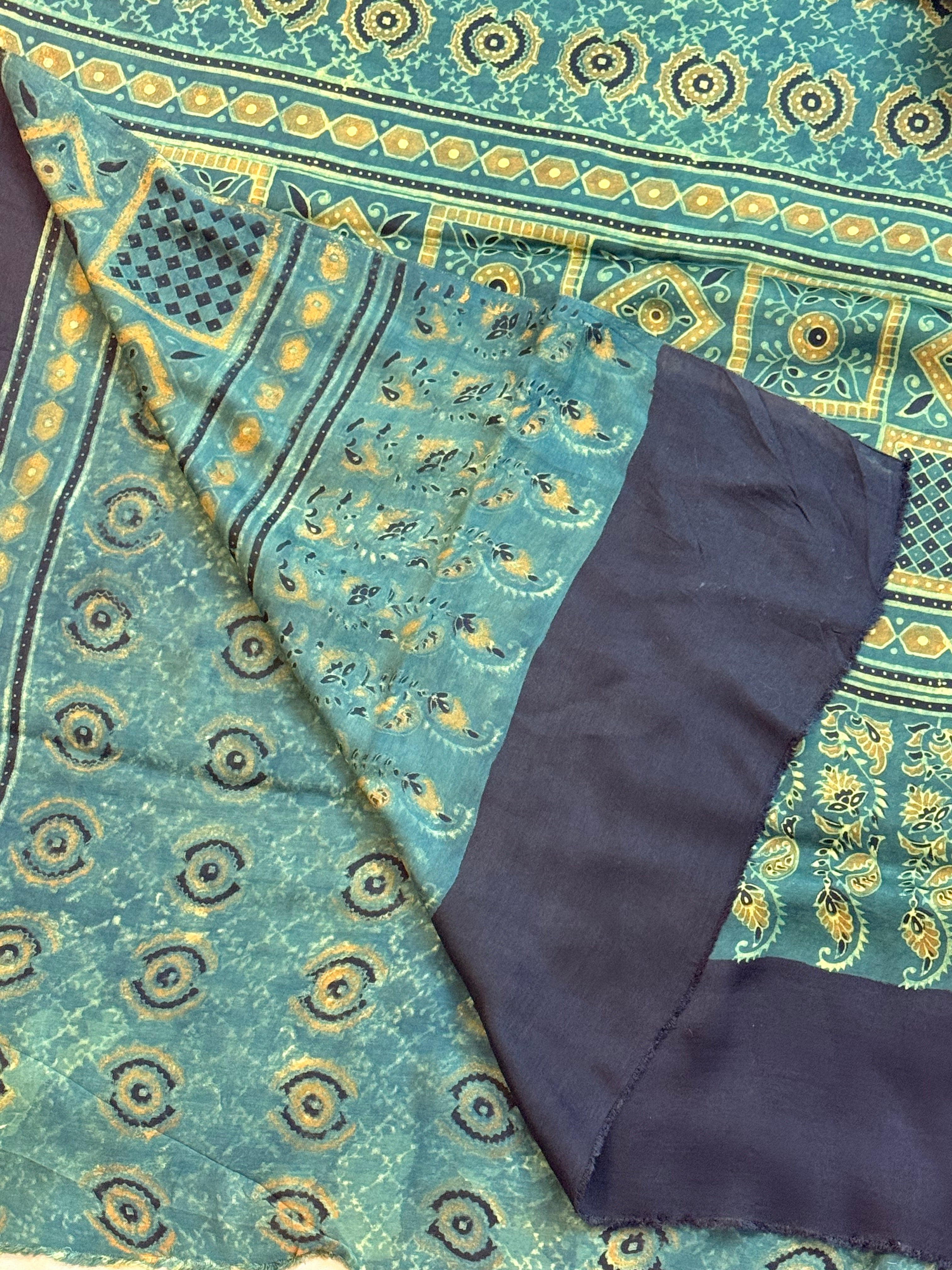 Pure Modal Saree with Hand-Block Ajrakh Artistry