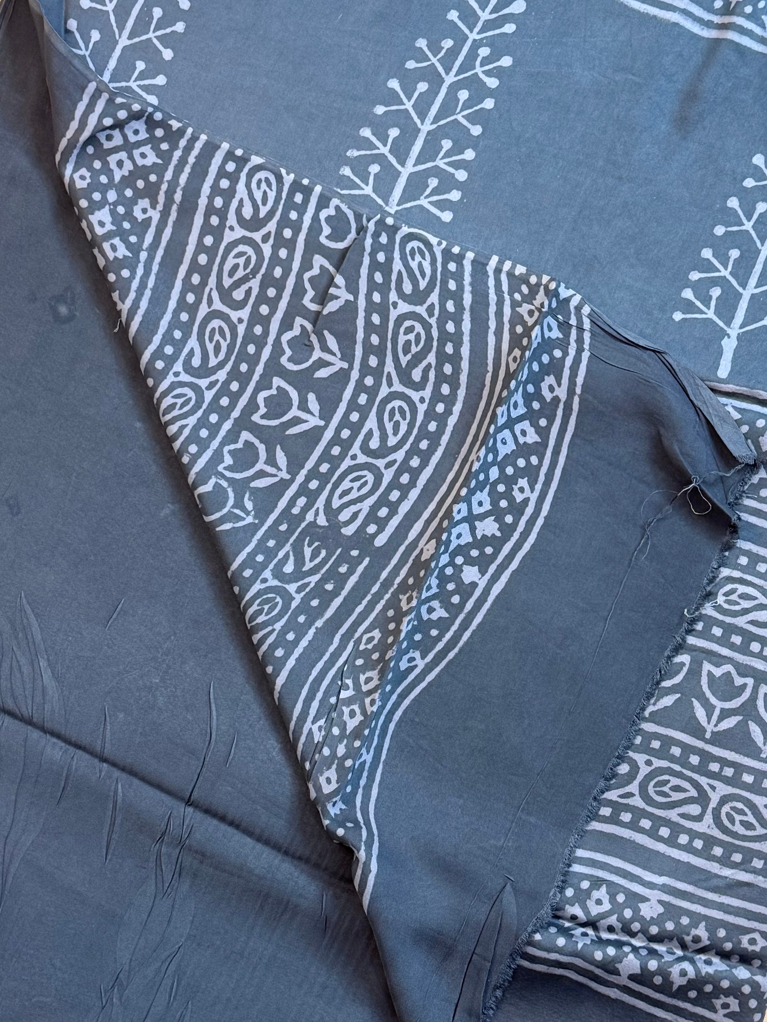 Pure Modal Saree with Hand-Block Dabu/Bagru Artistry