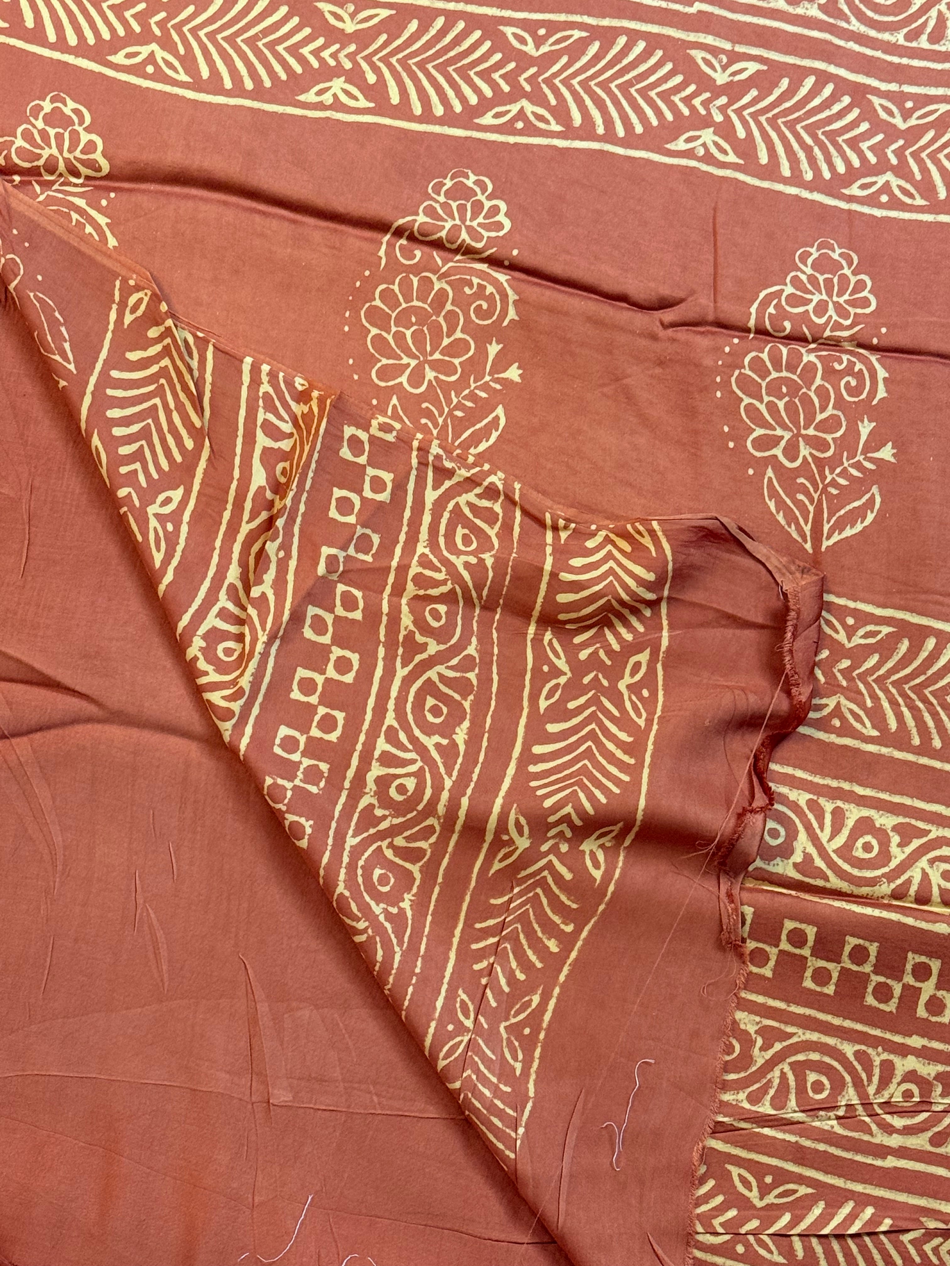 Pure Modal Saree with Hand-Block Dabu/Bagru Artistry