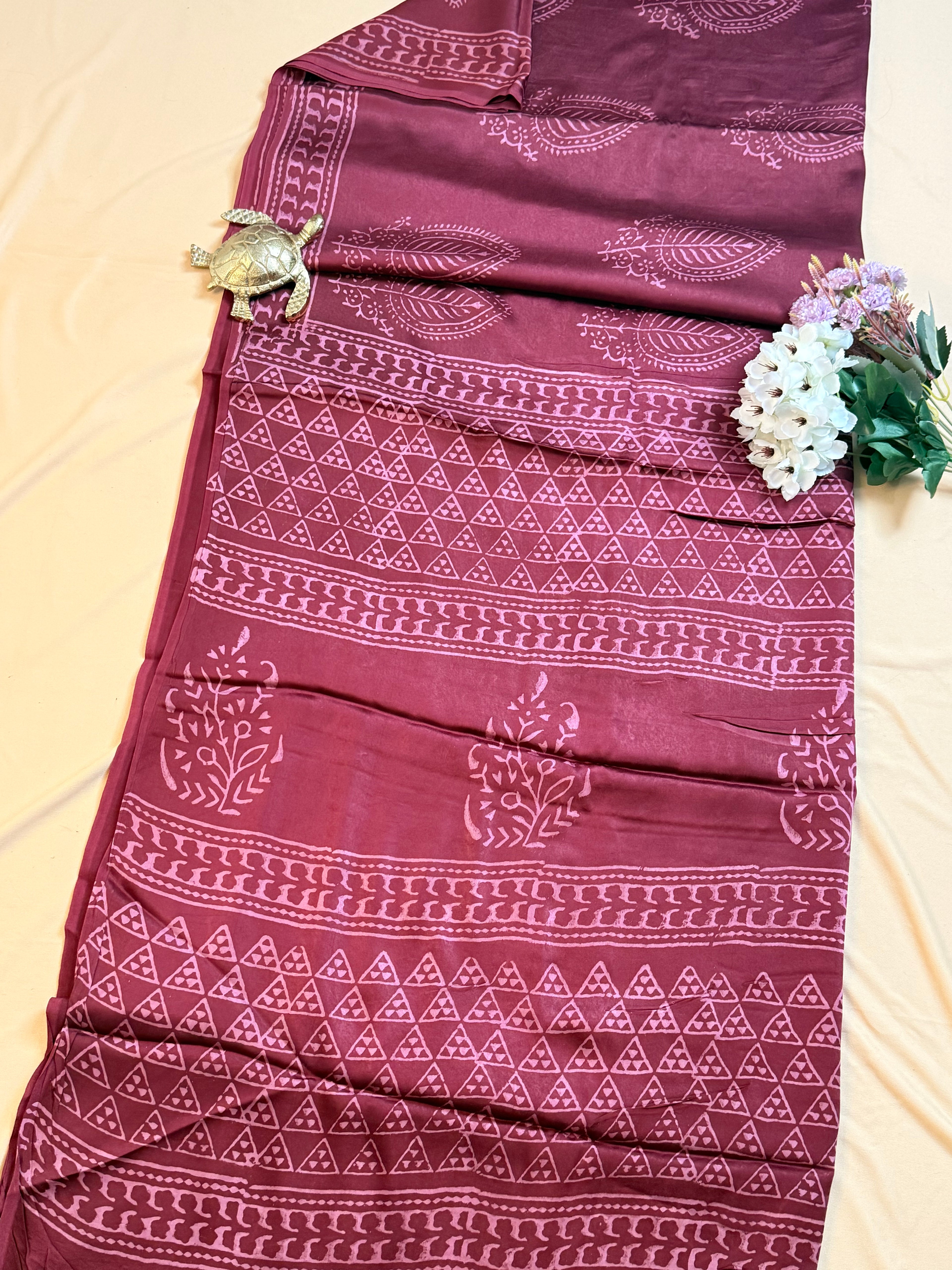 Pure Modal Saree with Hand-Block Dabu/Bagru Artistry