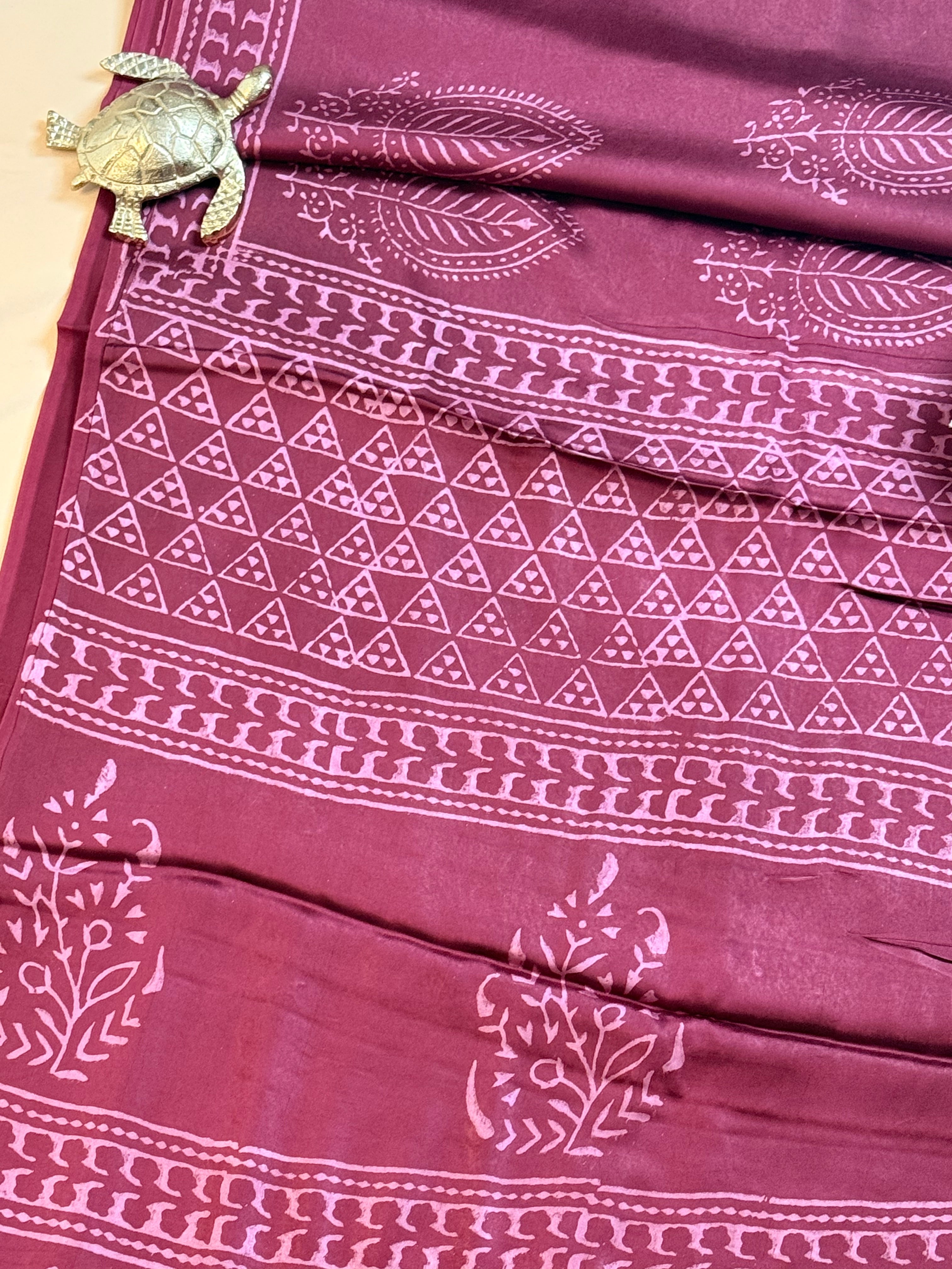Pure Modal Saree with Hand-Block Dabu/Bagru Artistry