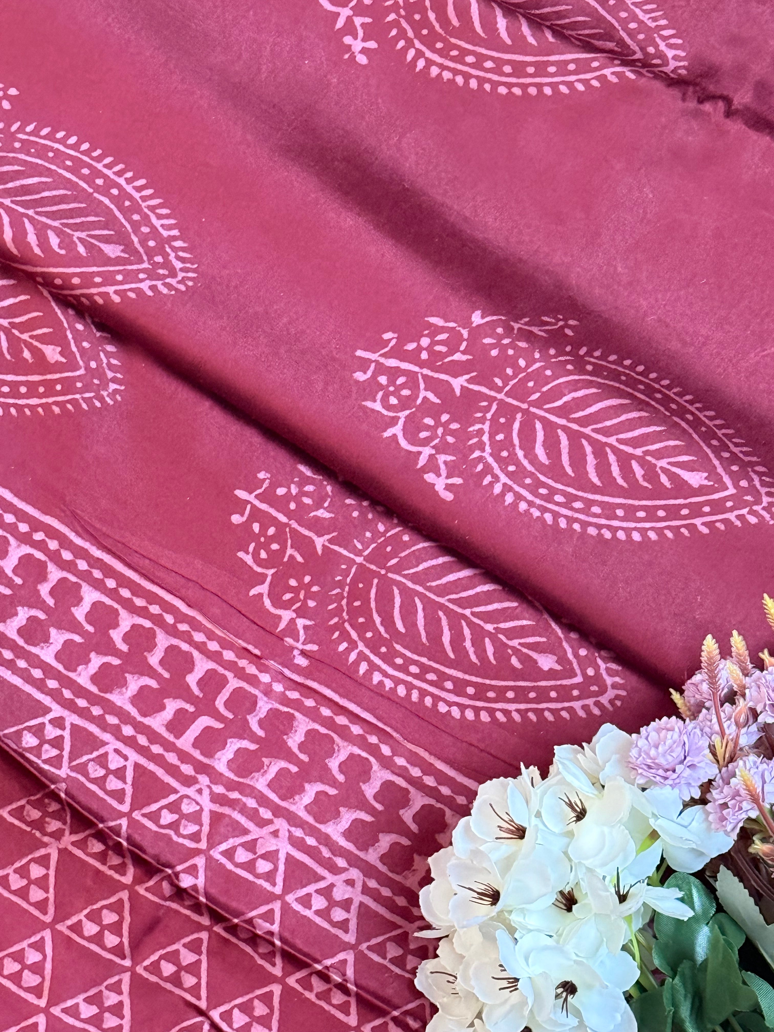 Pure Modal Saree with Hand-Block Dabu/Bagru Artistry