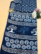 Pure Modal Indigo Saree with Hand-Block Dabu/Bagru Artistry