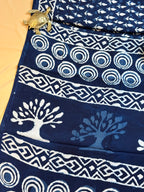 Pure Modal Indigo Saree with Hand-Block Dabu/Bagru Artistry