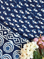 Pure Modal Indigo Saree with Hand-Block Dabu/Bagru Artistry