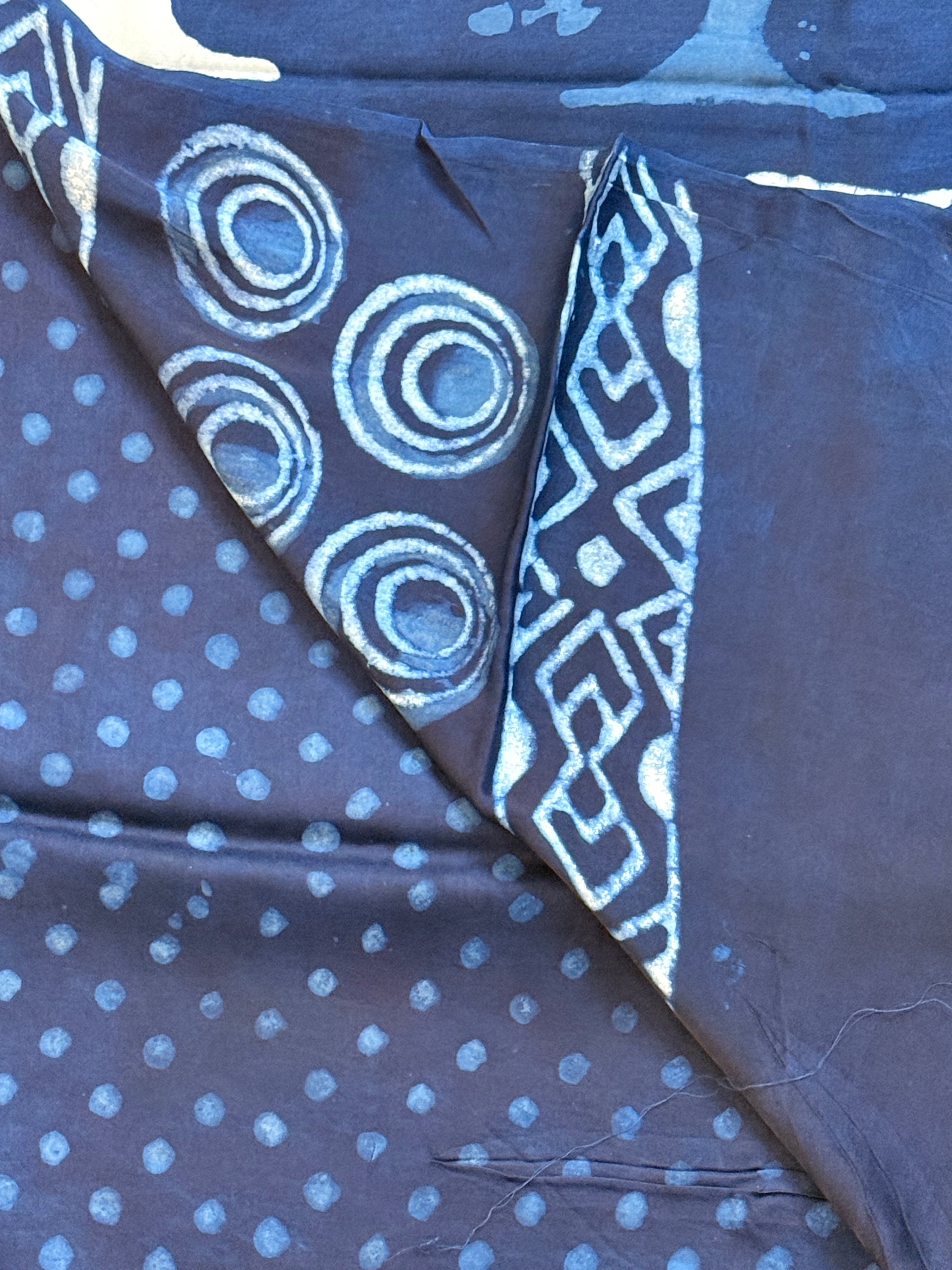 Pure Modal Indigo Saree with Hand-Block Dabu/Bagru Artistry