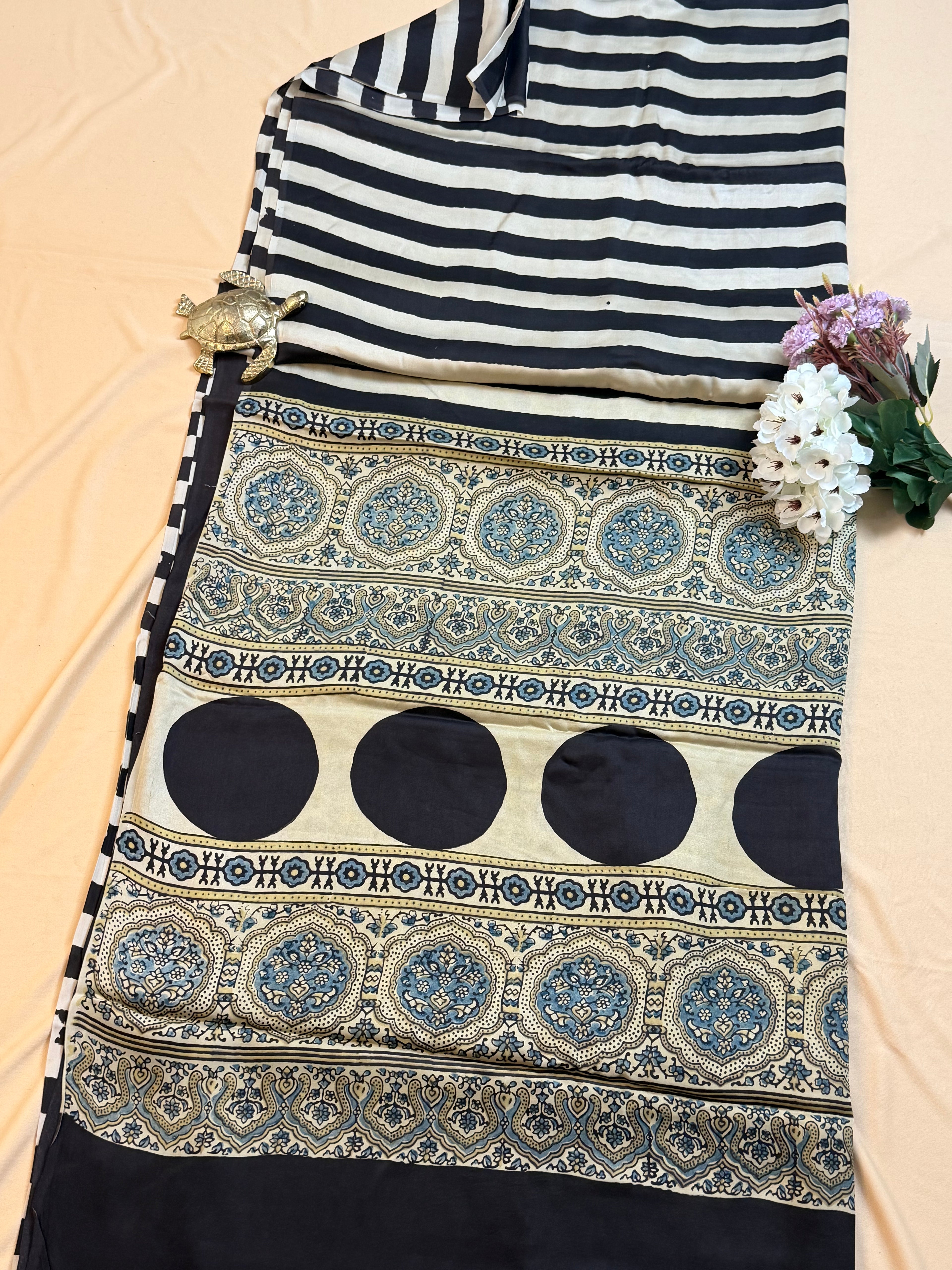 Pure Modal Saree with Hand-Block Ajrakh Artistry