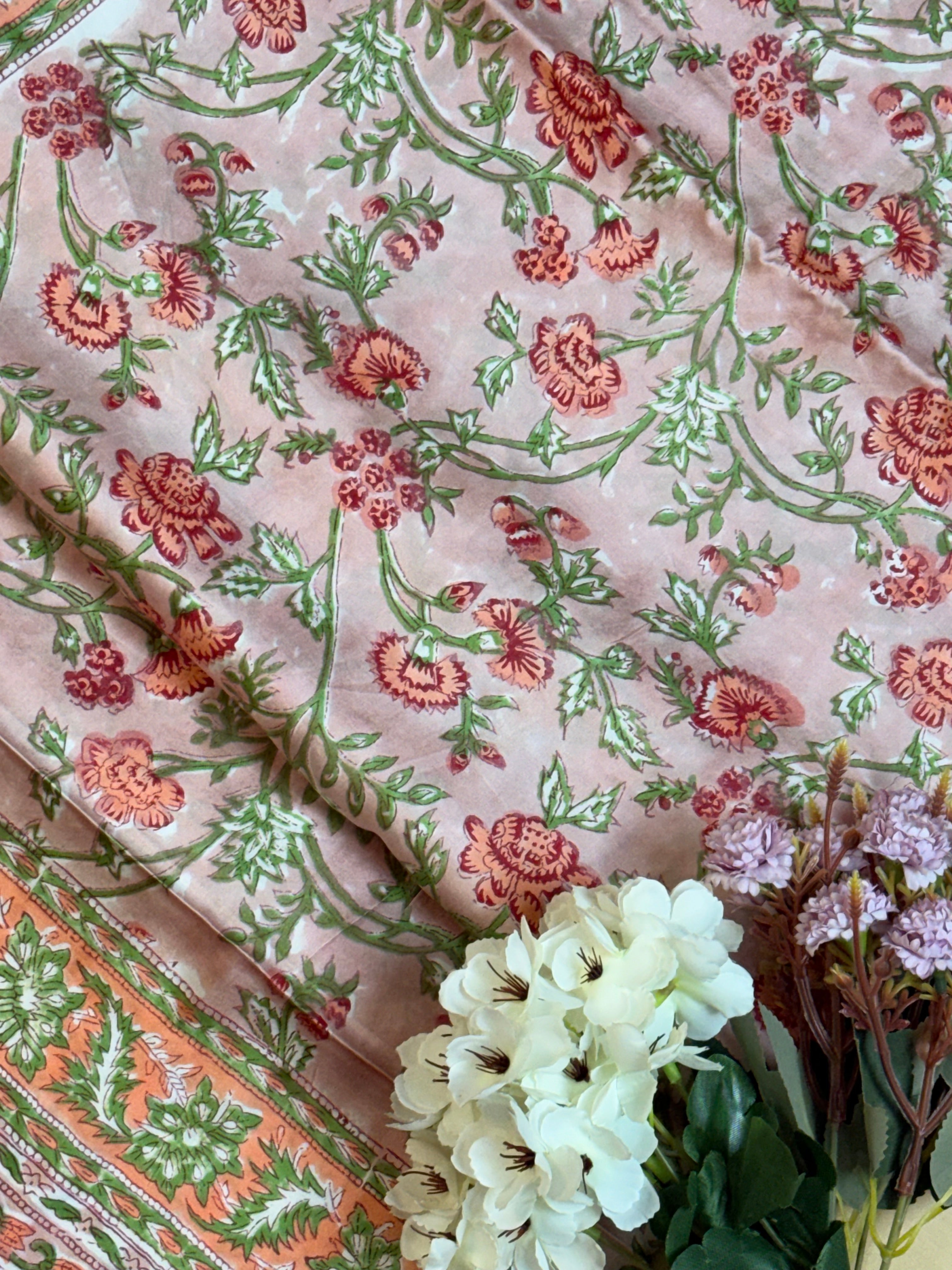 Pure Modal Saree with Hand-Block Sanganeri Artistry