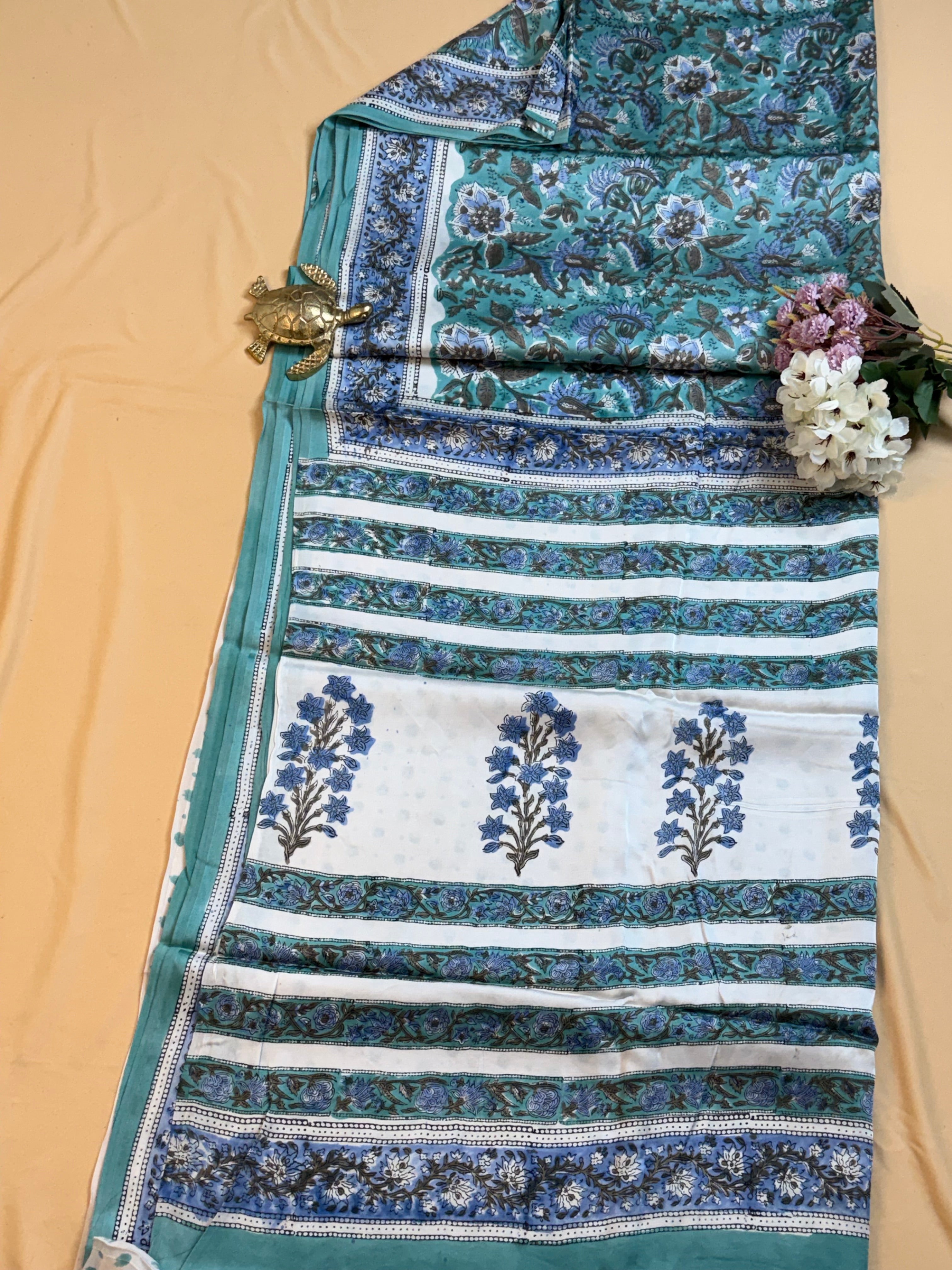 Pure Modal Saree with Hand-Block Sanganeri Artistry