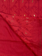 Deep Red Dhakai Jamdani Saree in Airy Cotton