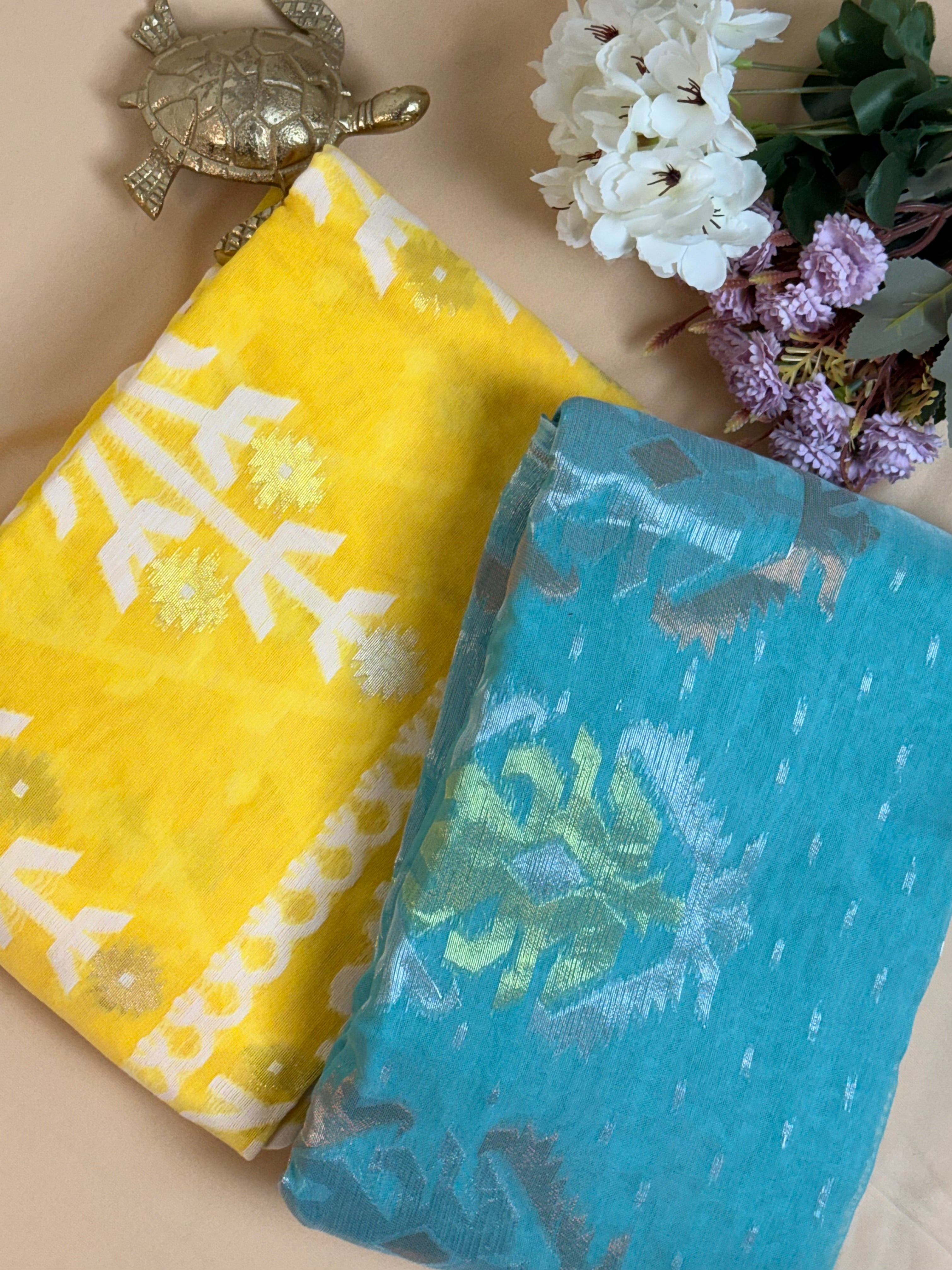 Dhakai Jamdani inspired Saree in Airy Cotton
