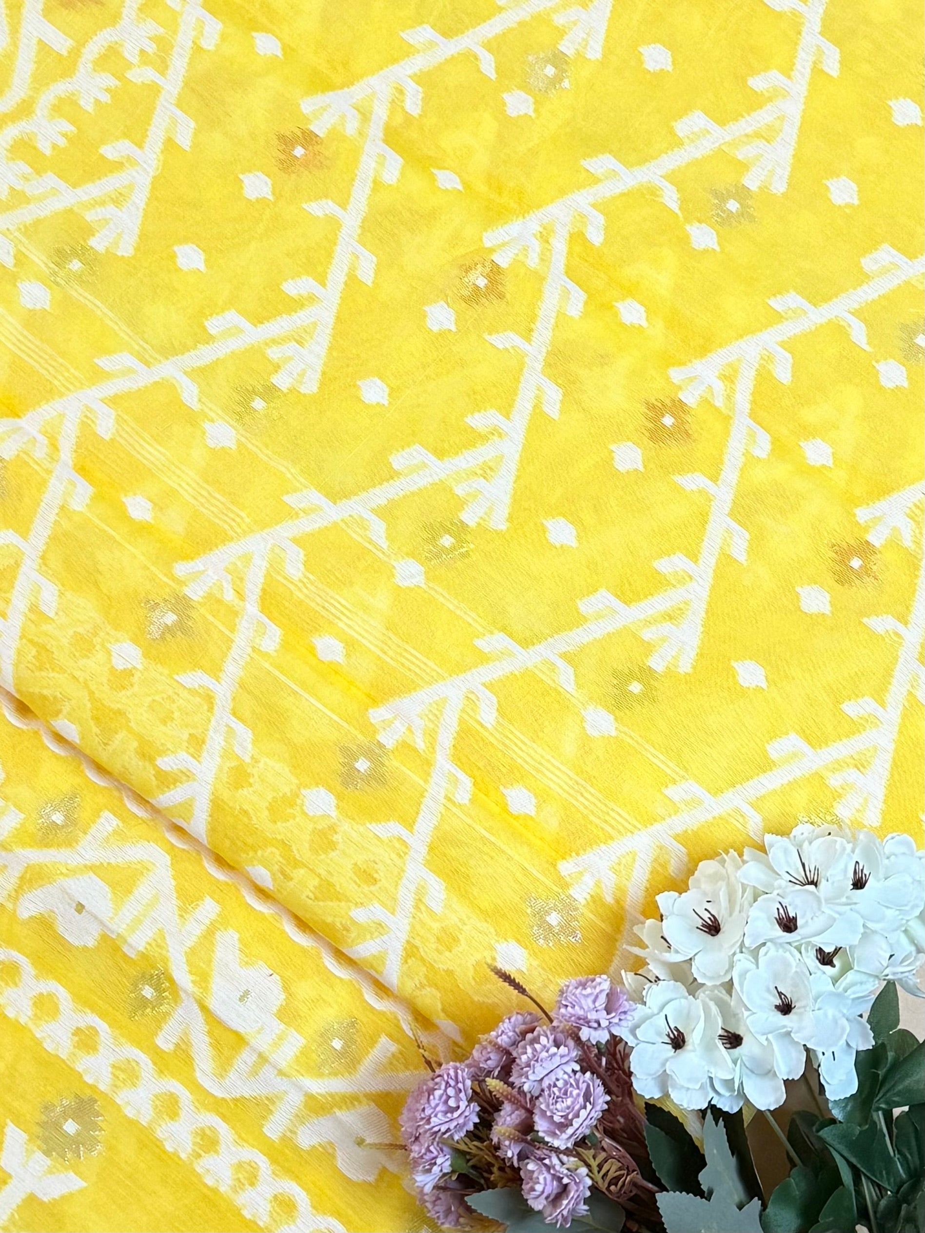 Dhakai Jamdani inspired Saree in Airy Cotton