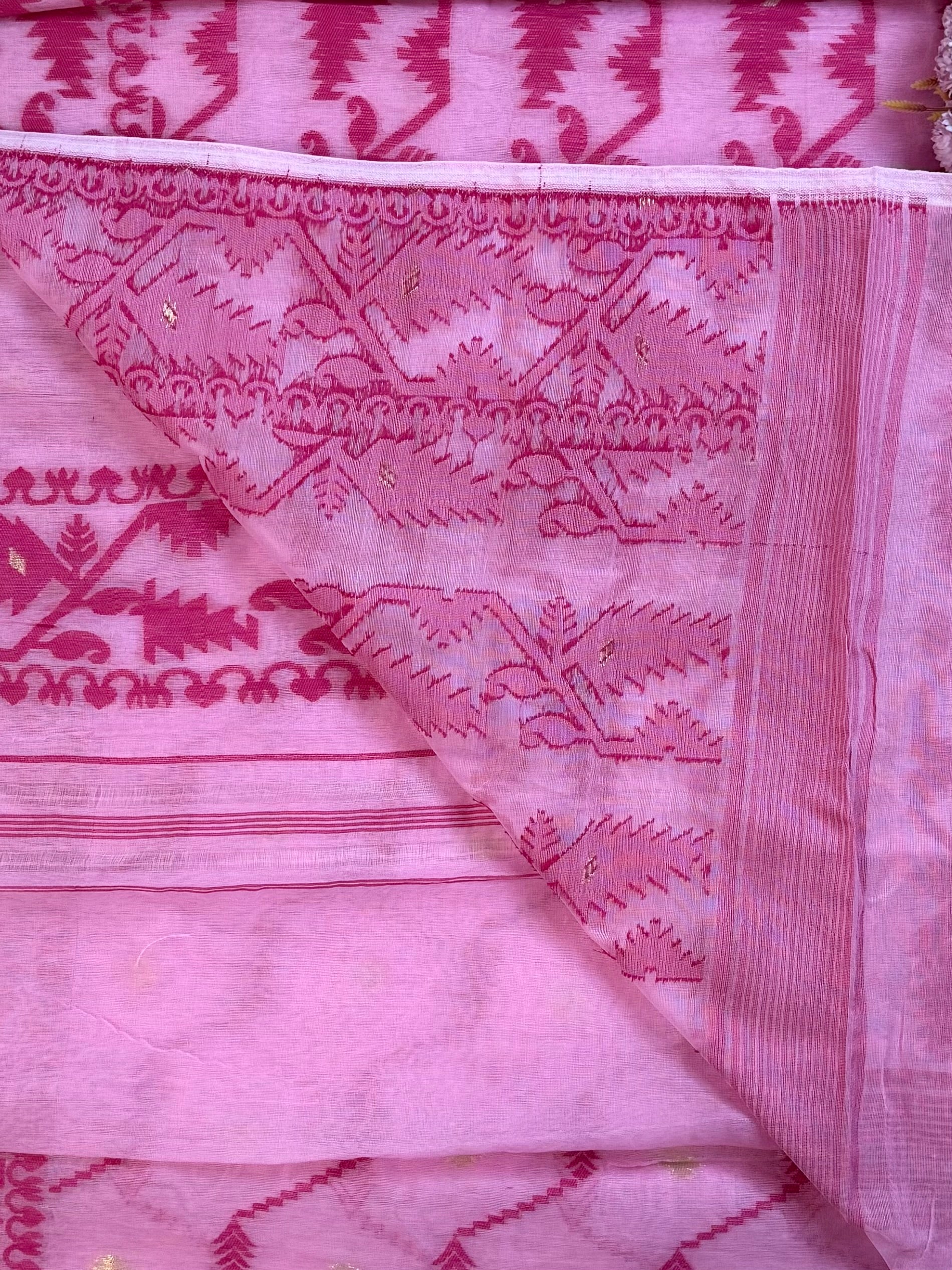 Dhakai Jamdani inspired Saree in Airy Cotton