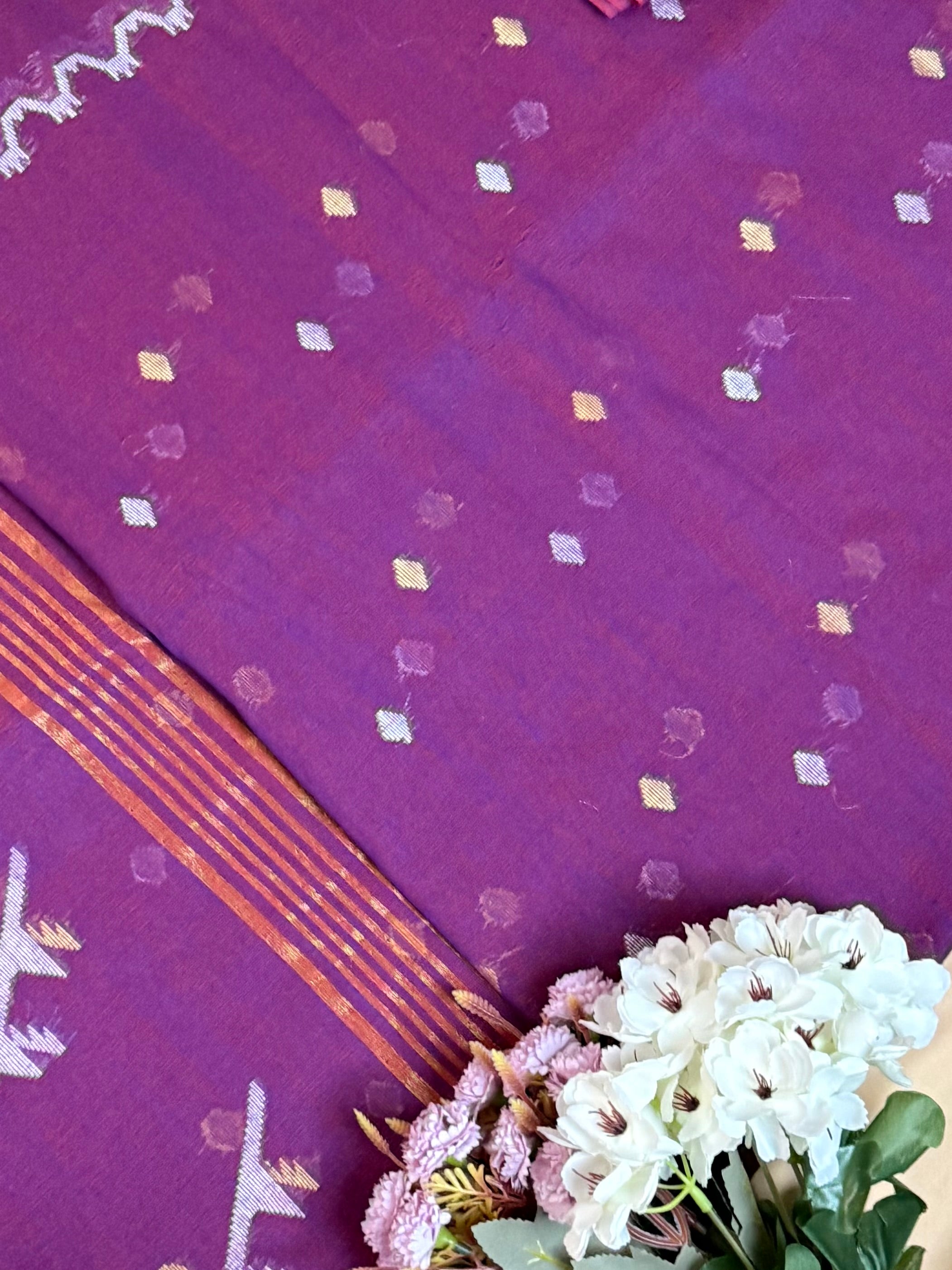 Jamdani inspired Saree in Soft Cotton