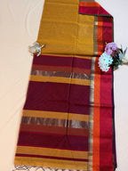 Handloom Maheshwari Plain Multicolor Border Saree