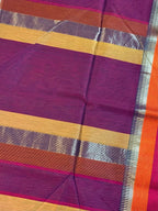 Handloom Maheshwari Plain Multicolor Border Saree
