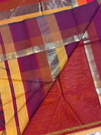 Handloom Maheshwari Plain Multicolor Border Saree