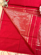 Handloom Maheshwari Red Flower Butta Saree