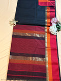 Handloom Maheshwari Plain Multicolor Border Saree