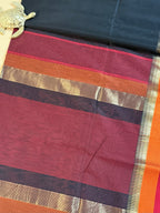 Handloom Maheshwari Plain Multicolor Border Saree