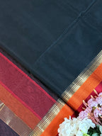Handloom Maheshwari Plain Multicolor Border Saree
