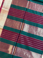 Handloom Maheshwari Plain Contrast Border Saree