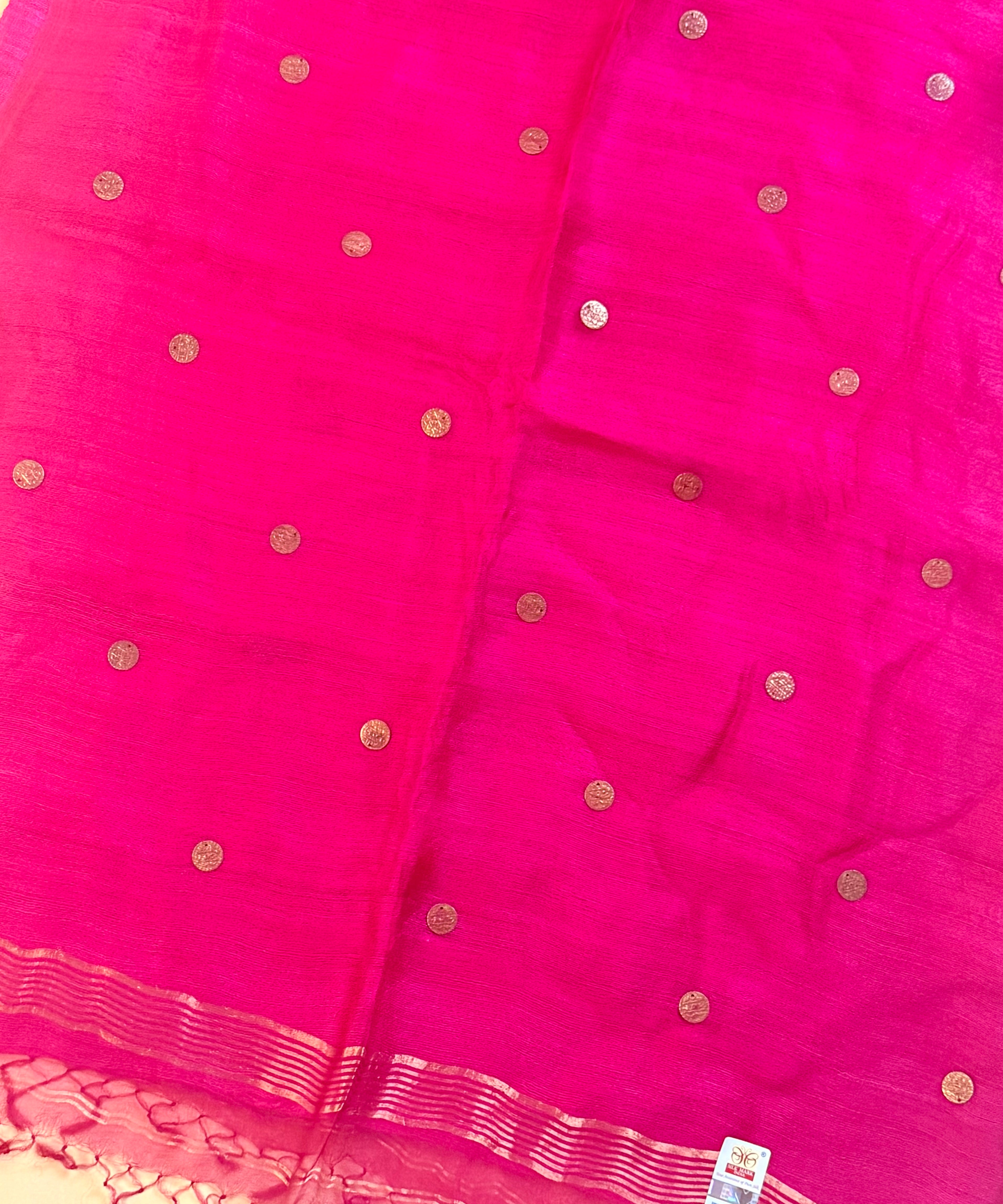 Silk Mark Certified Handloom Matka Silk Saree with Gini (Pocket Sequin) work