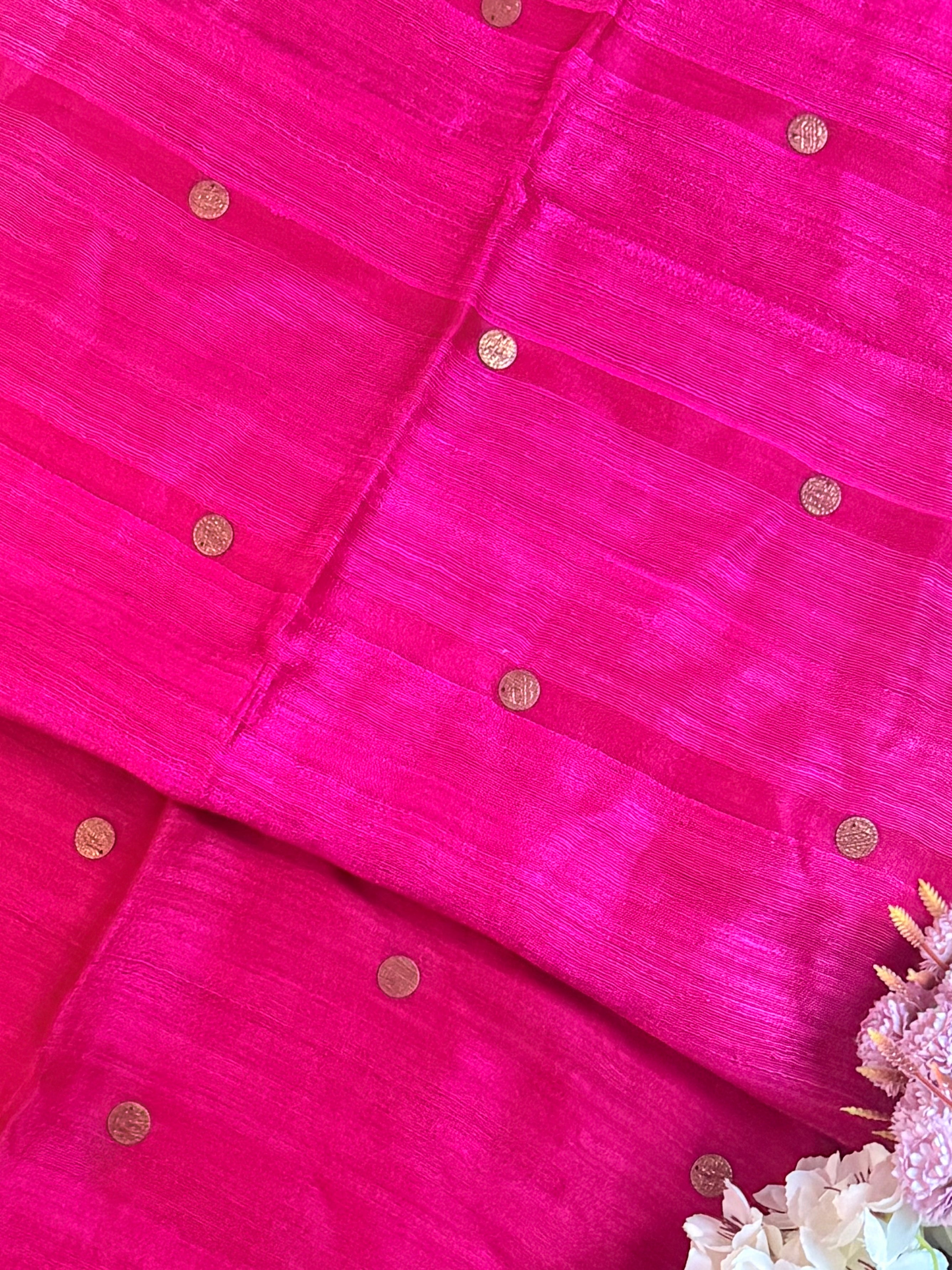 Silk Mark Certified Handloom Matka Silk Saree with Gini (Pocket Sequin) work