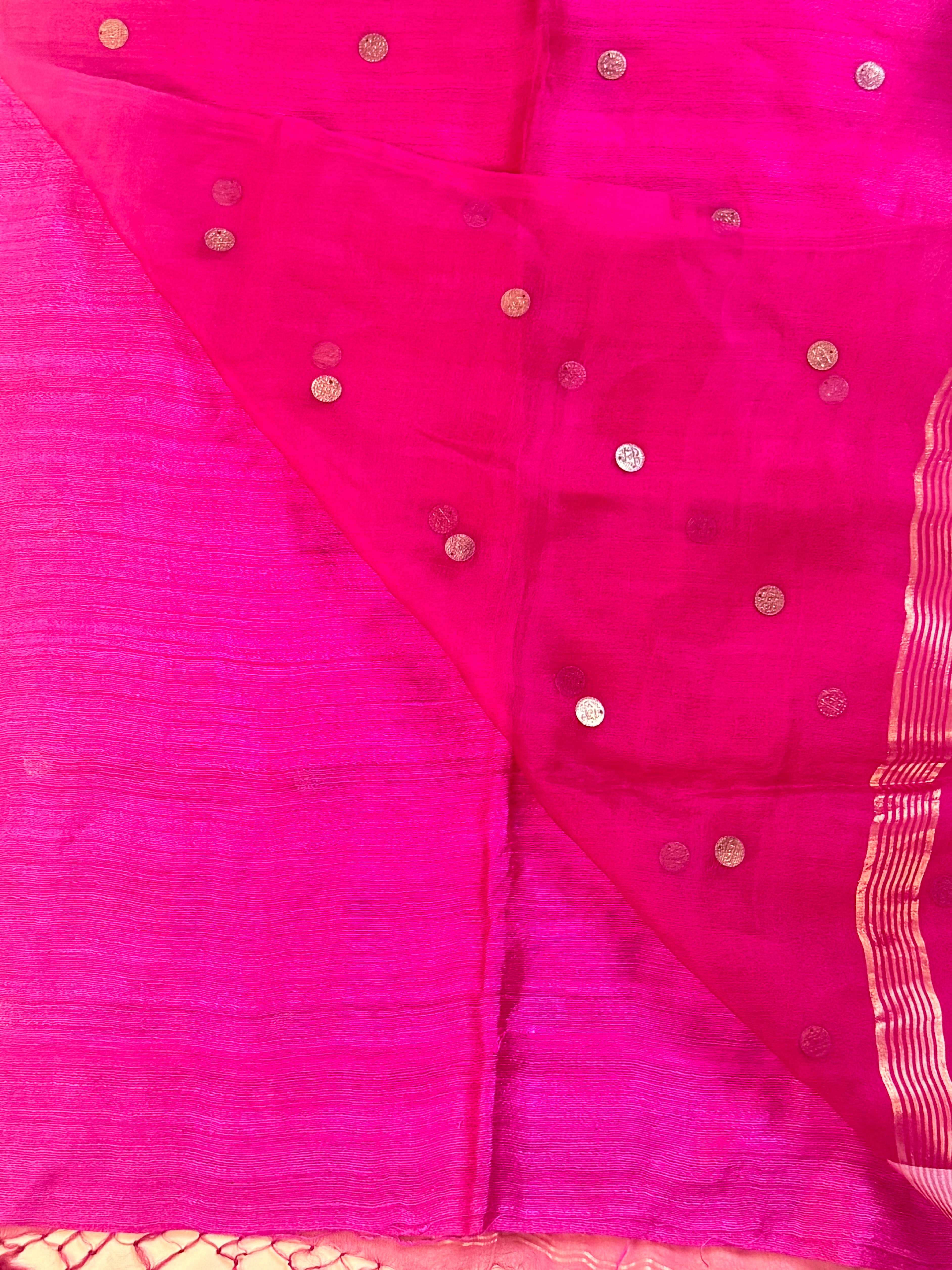 Silk Mark Certified Handloom Matka Silk Saree with Gini (Pocket Sequin) work