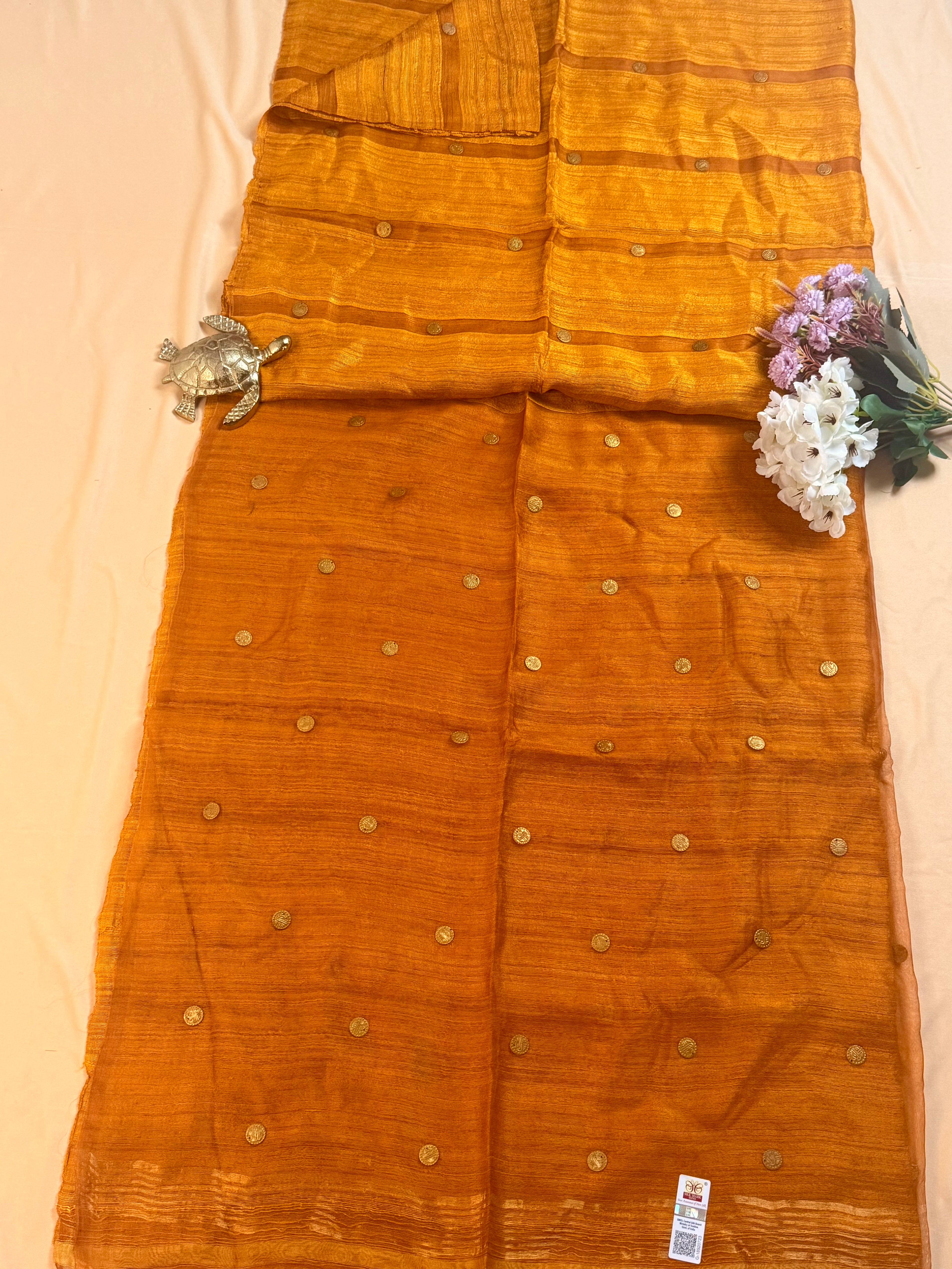 Silk Mark Certified Handloom Matka Silk Saree with Gini (Pocket Sequin) work