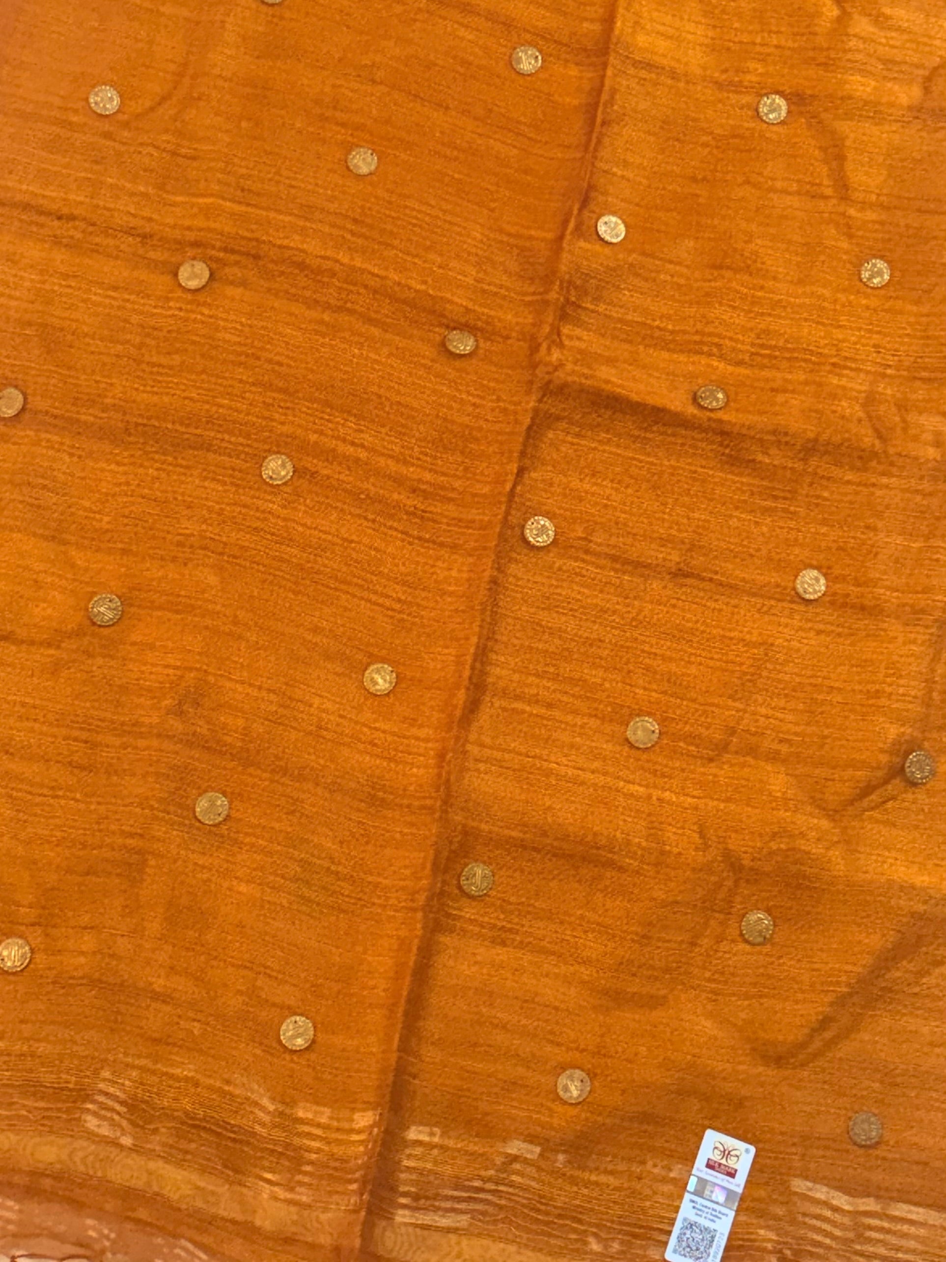 Silk Mark Certified Handloom Matka Silk Saree with Gini (Pocket Sequin) work