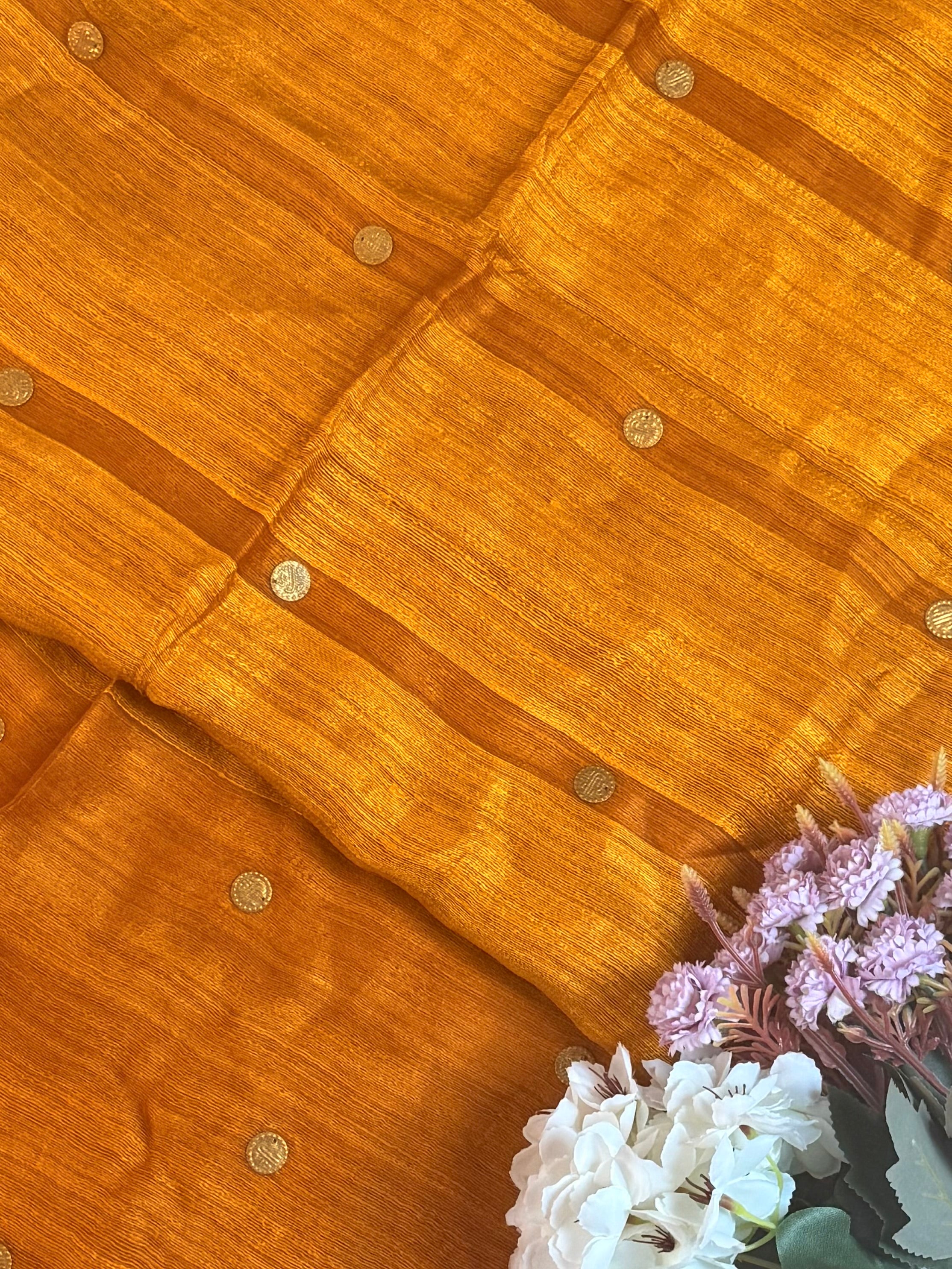 Silk Mark Certified Handloom Matka Silk Saree with Gini (Pocket Sequin) work