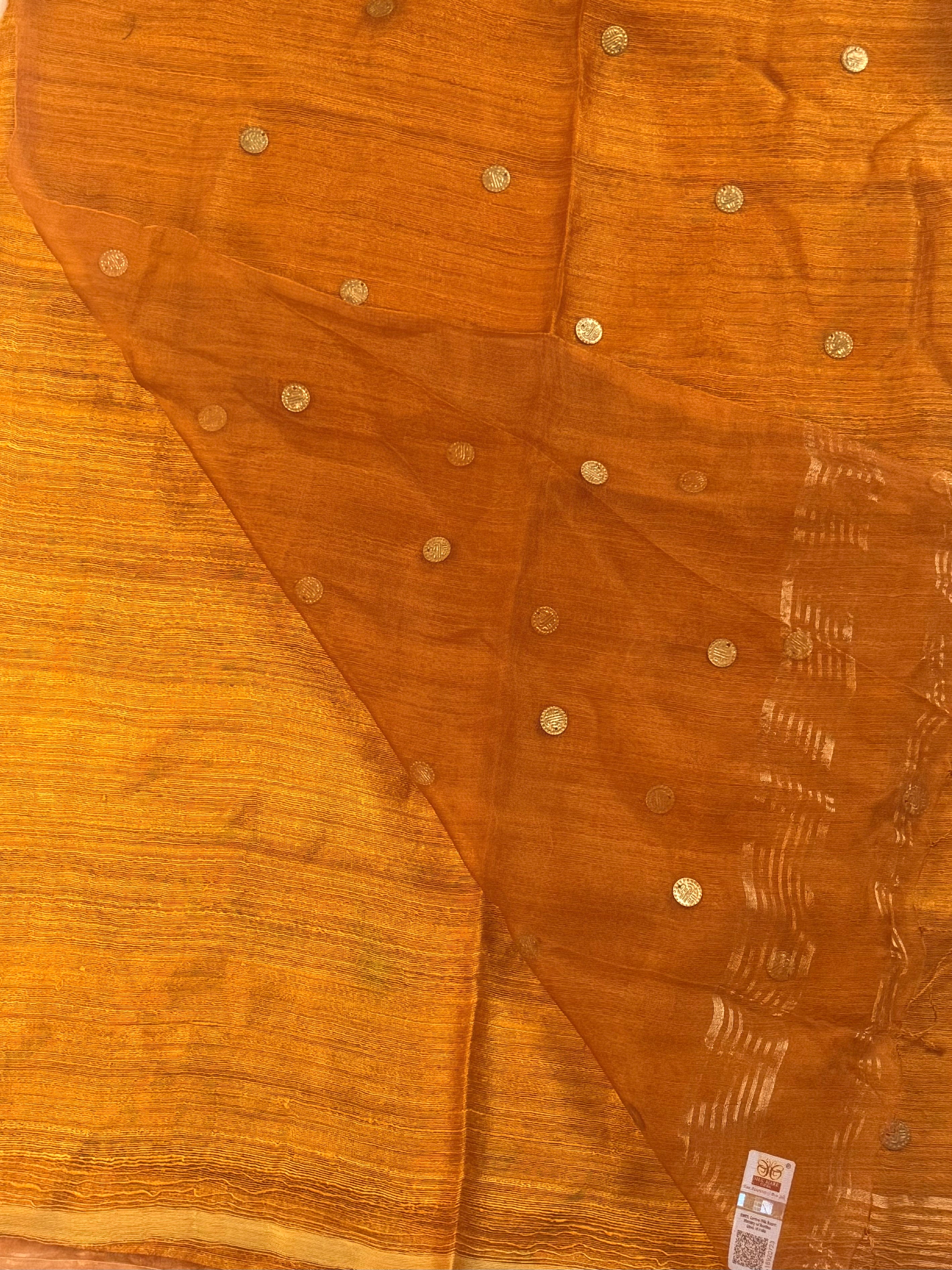 Silk Mark Certified Handloom Matka Silk Saree with Gini (Pocket Sequin) work