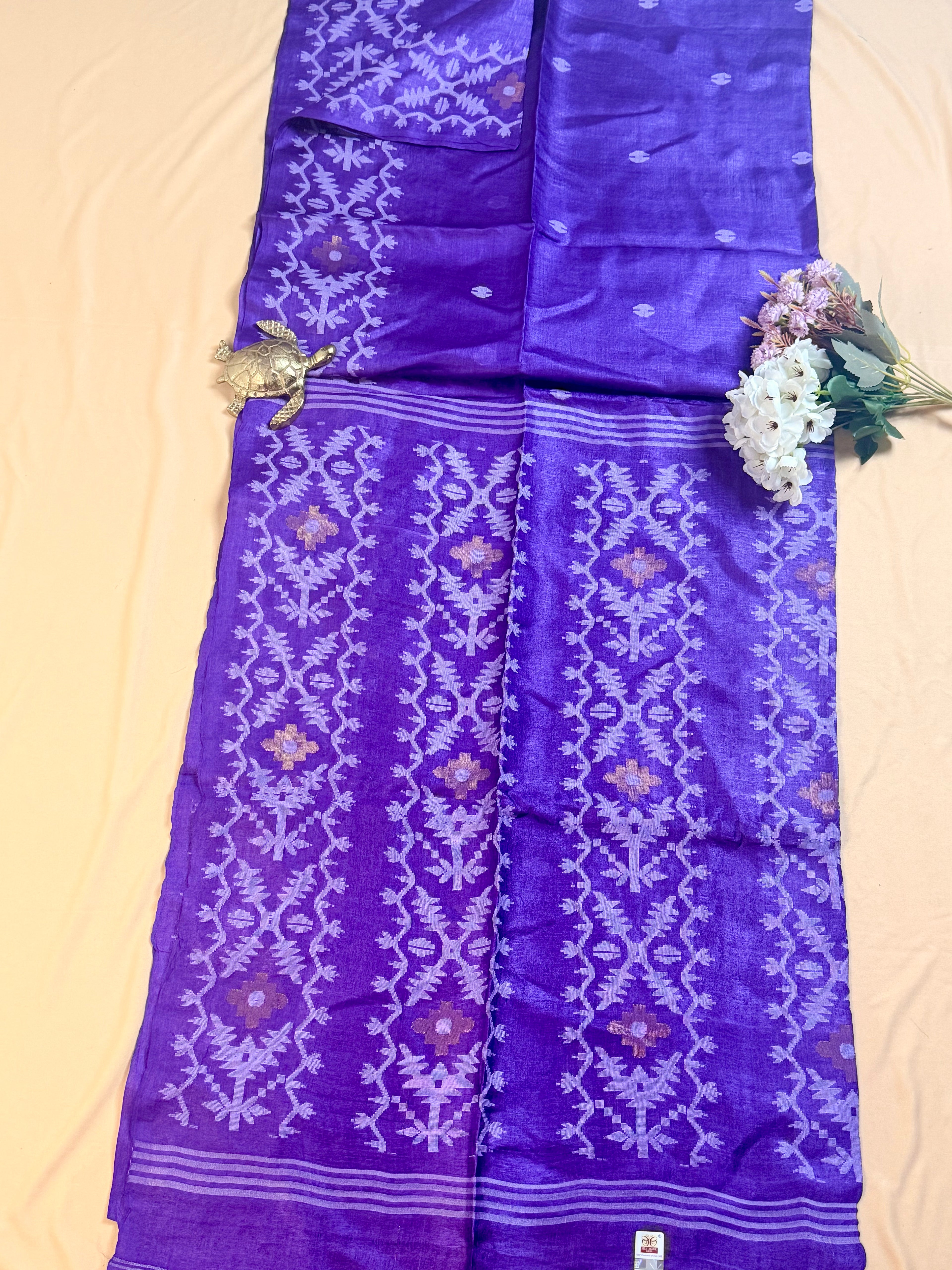 Silk Mark Certified Handloom Tussar Silk Saree with Jamdani Work