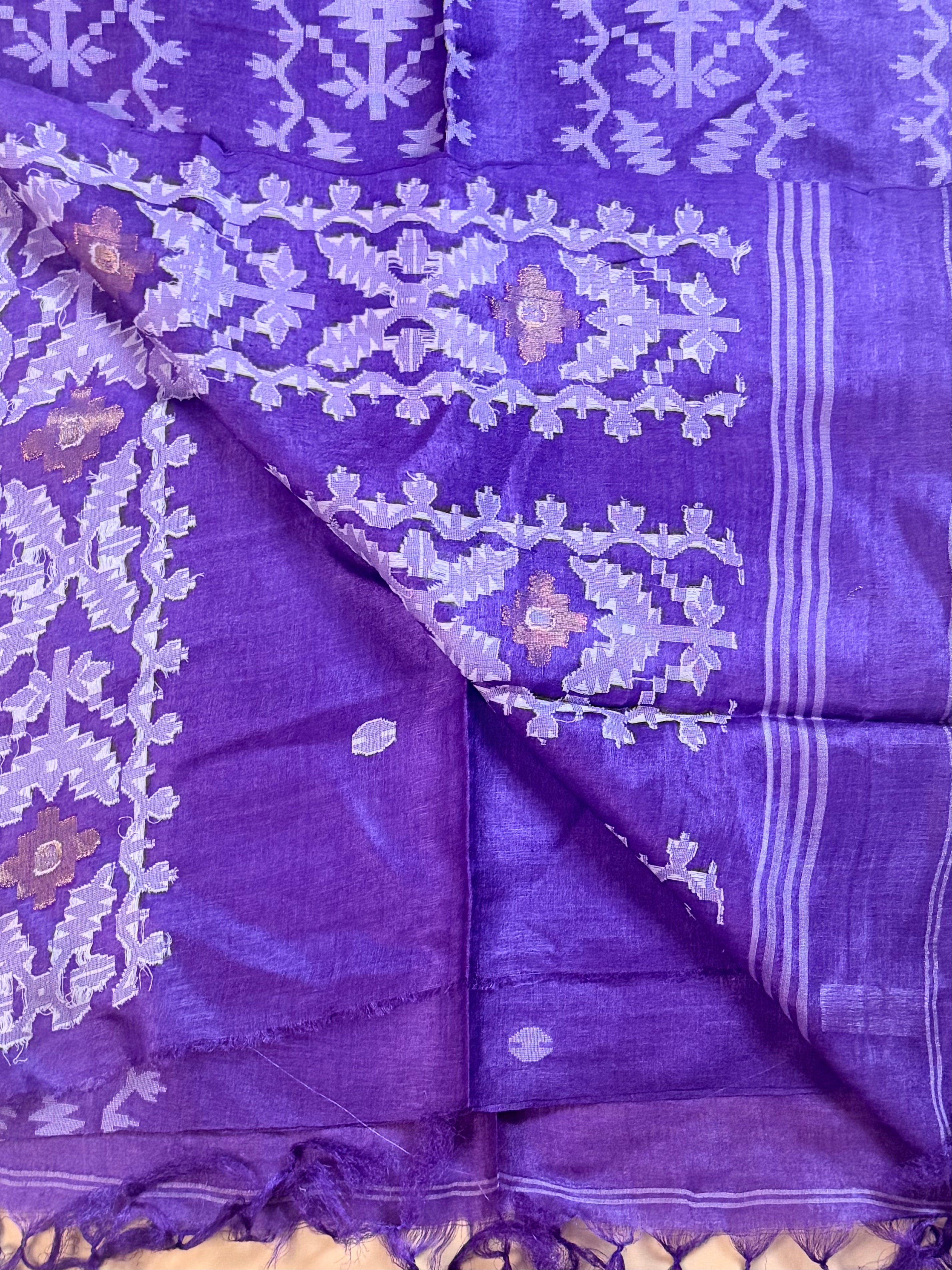 Silk Mark Certified Handloom Tussar Silk Saree with Jamdani Work
