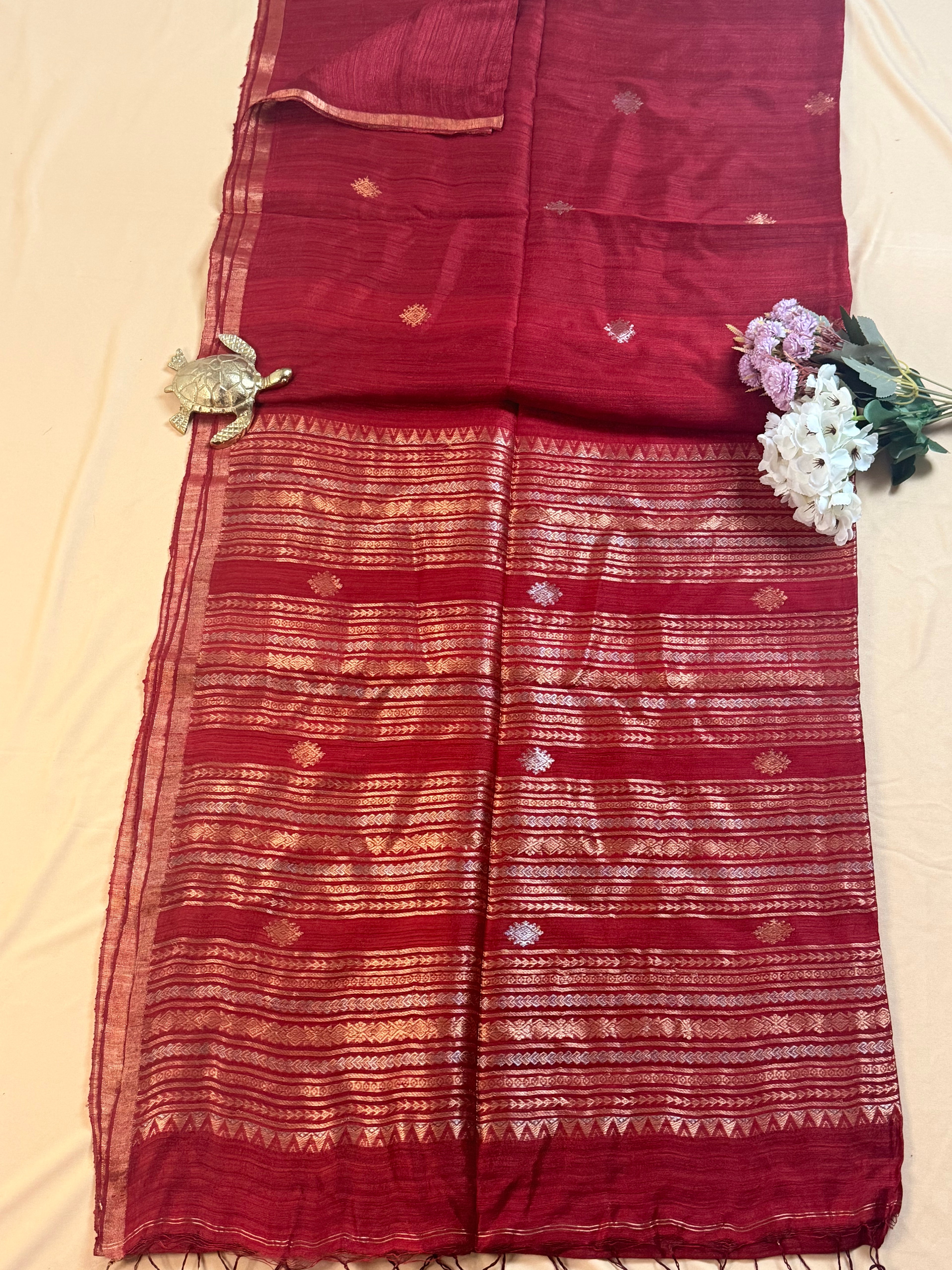 Silk Mark Certified Handloom Matka Silk Saree with Banarasi work