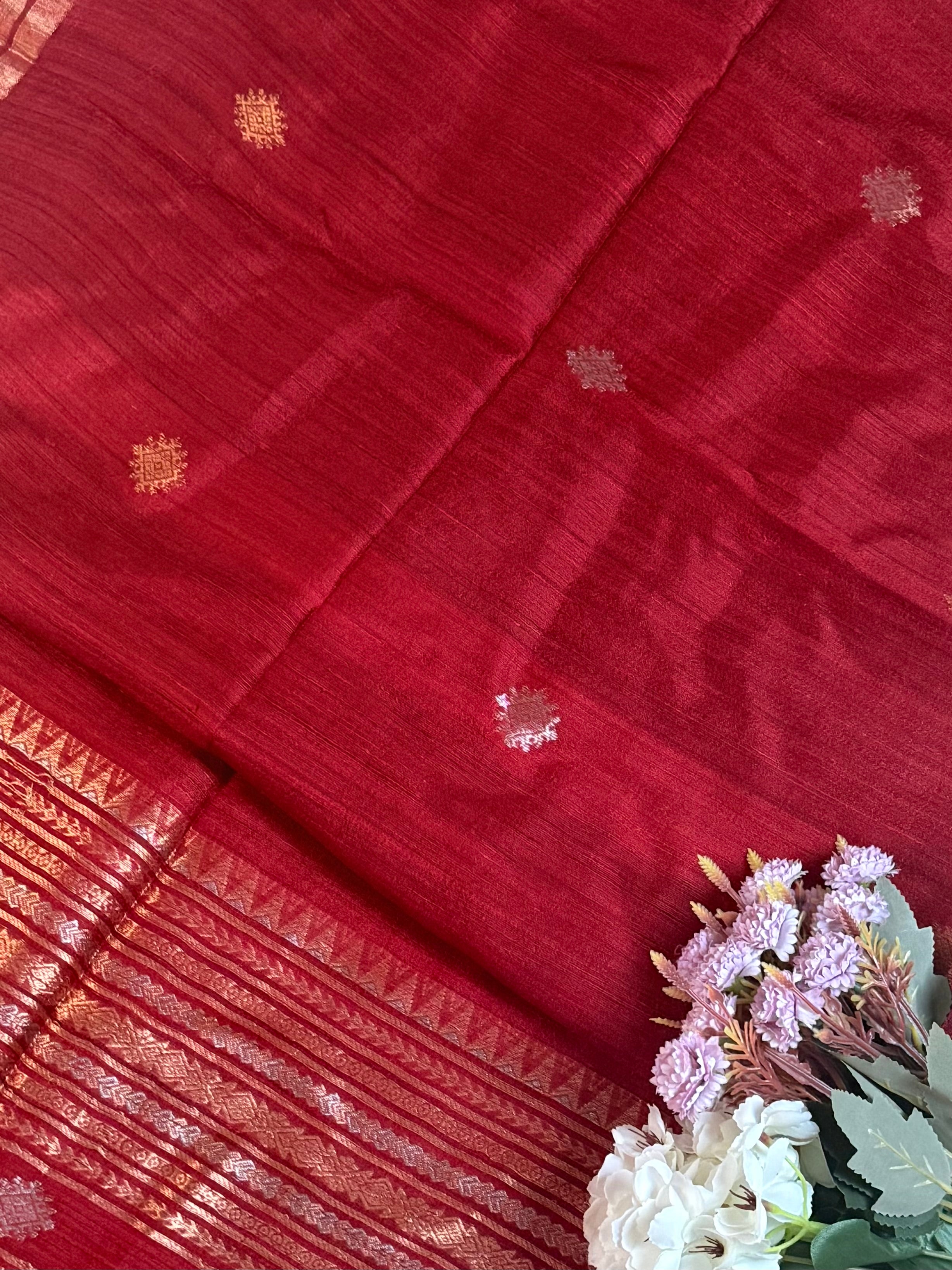 Silk Mark Certified Handloom Matka Silk Saree with Banarasi work