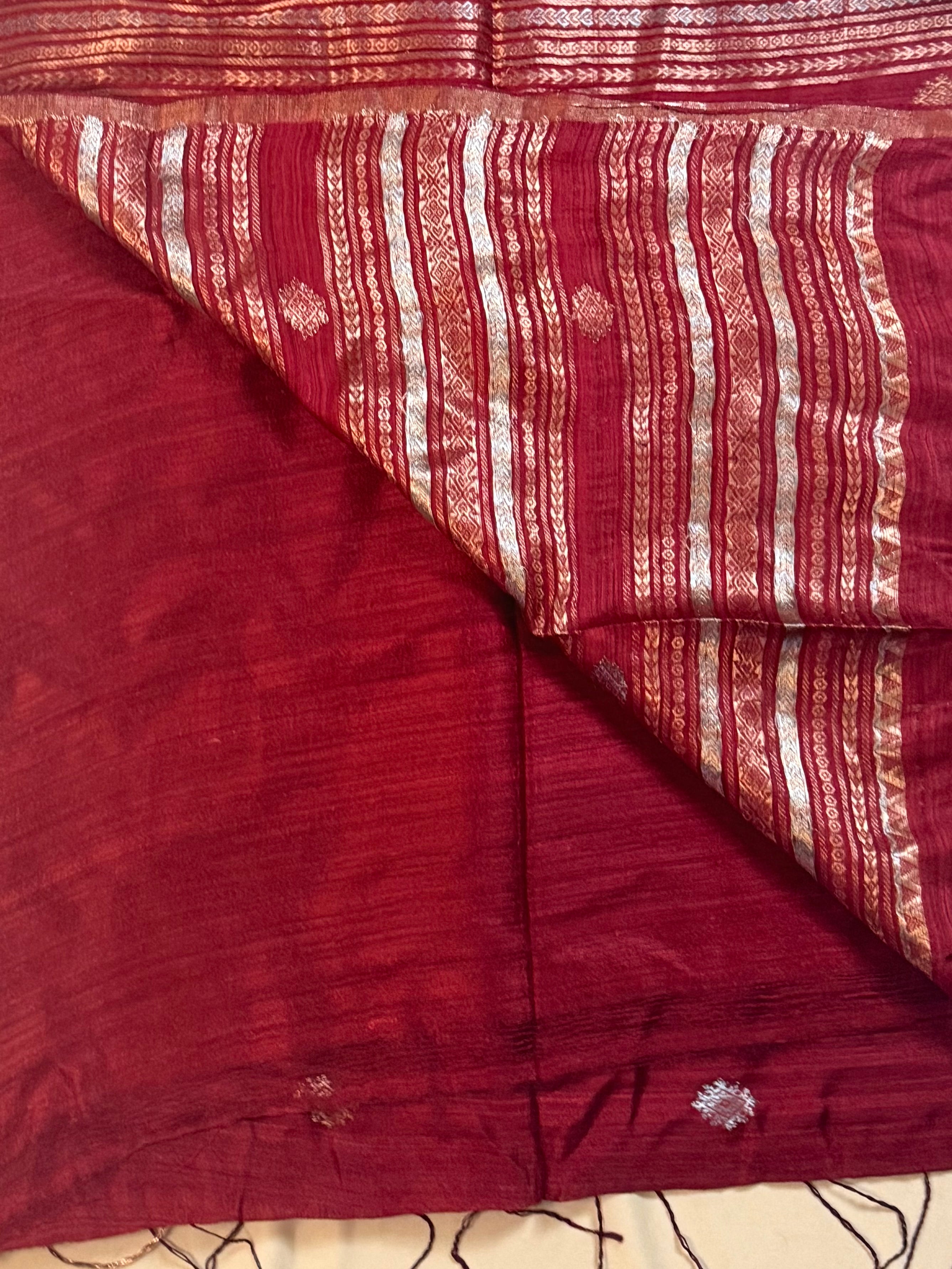 Silk Mark Certified Handloom Matka Silk Saree with Banarasi work