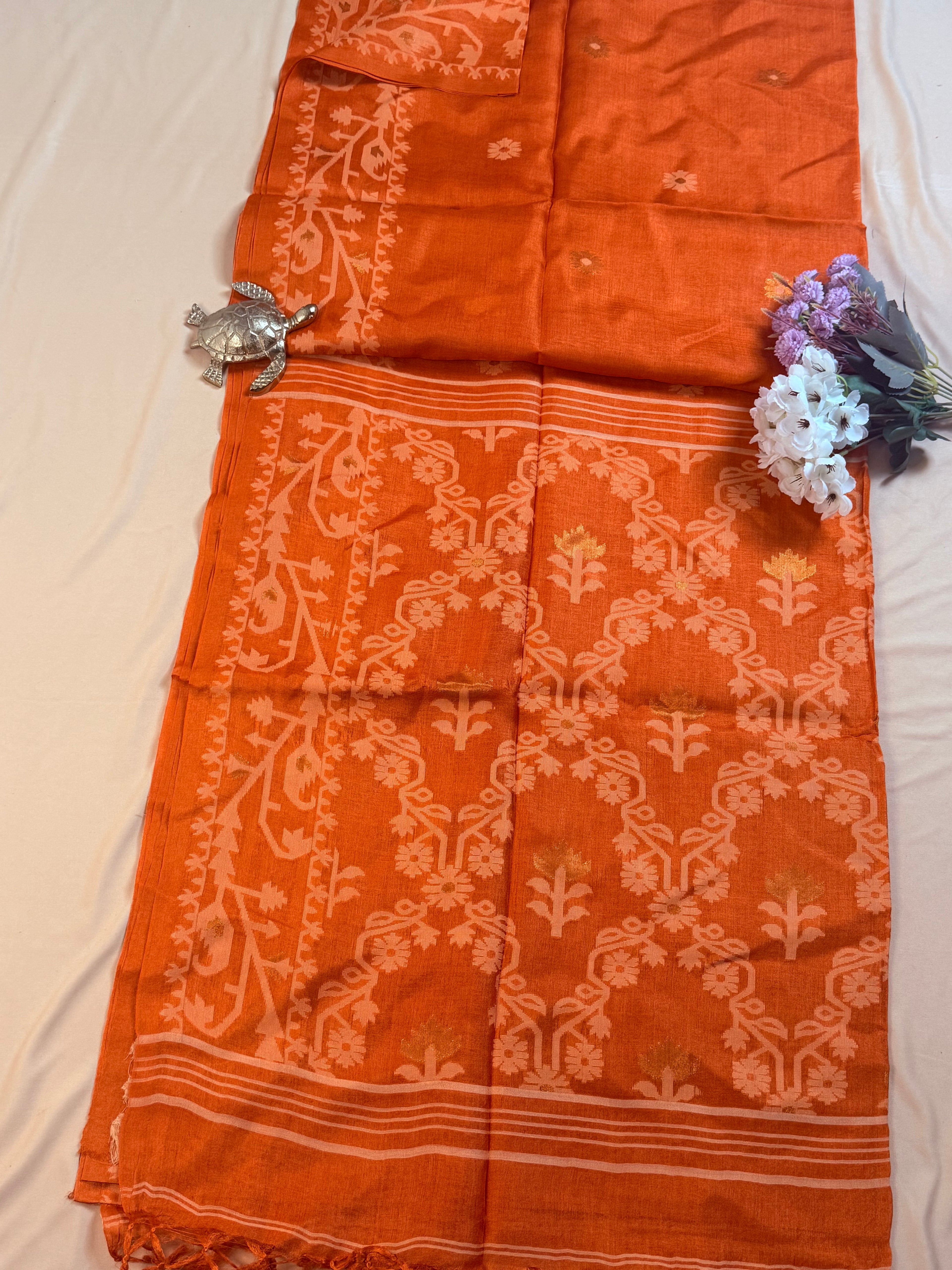 Silk Mark Certified Handloom Tussar Silk Saree with Jamdani Work