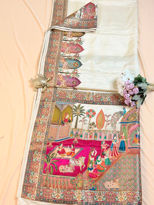 Exquisite Art Silk Saree with Pashmina Rajwadi Weave