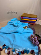 Pure Mul Plain Cotton Saree with Contrast Pallu