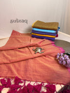 Pure Mul Plain Cotton Saree with Contrast Pallu