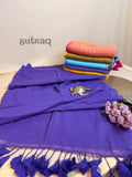Pure Mul Plain Cotton Saree with Contrast Pallu